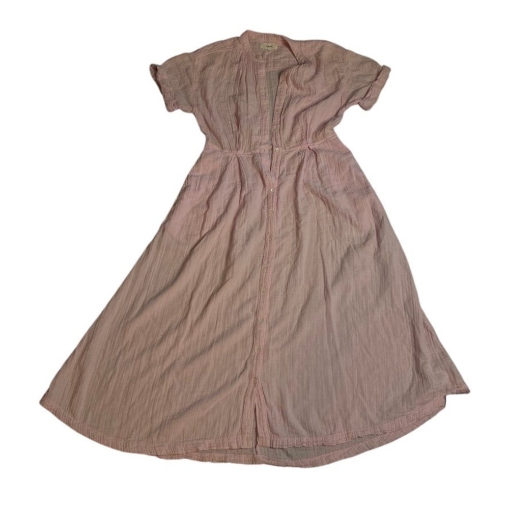 Xirena Pink Gauze Button Front Short Sleeve Maxi Dress Size Small